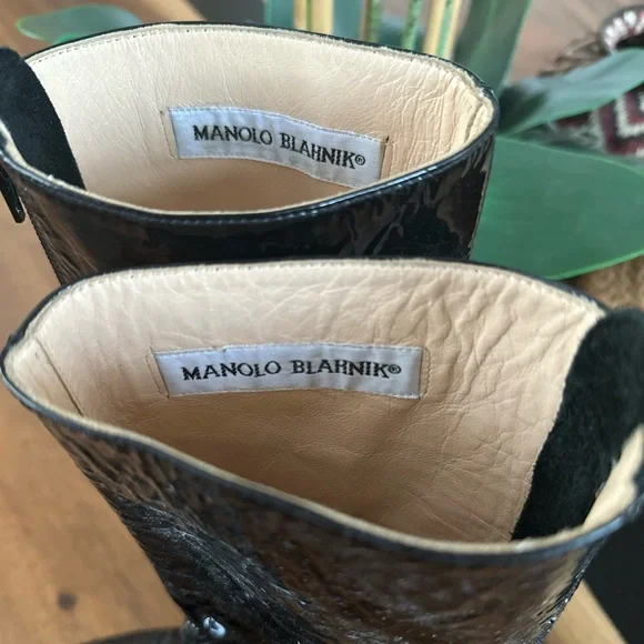 MANOLO BLAHNIK VINTAGE PATENT LEATHER BOOT size EU 35.5 - Picture 10 of 11